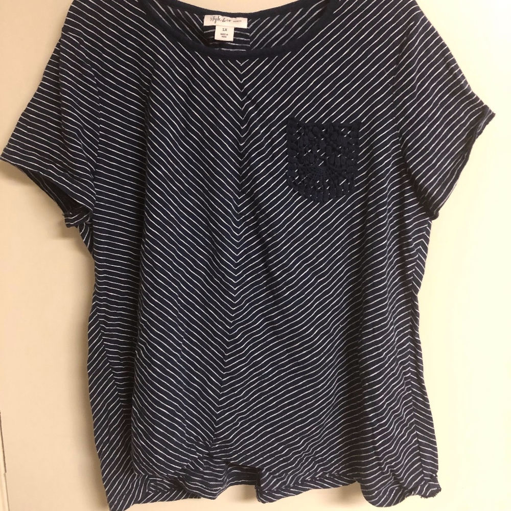 Striped Lace Pocket Tee